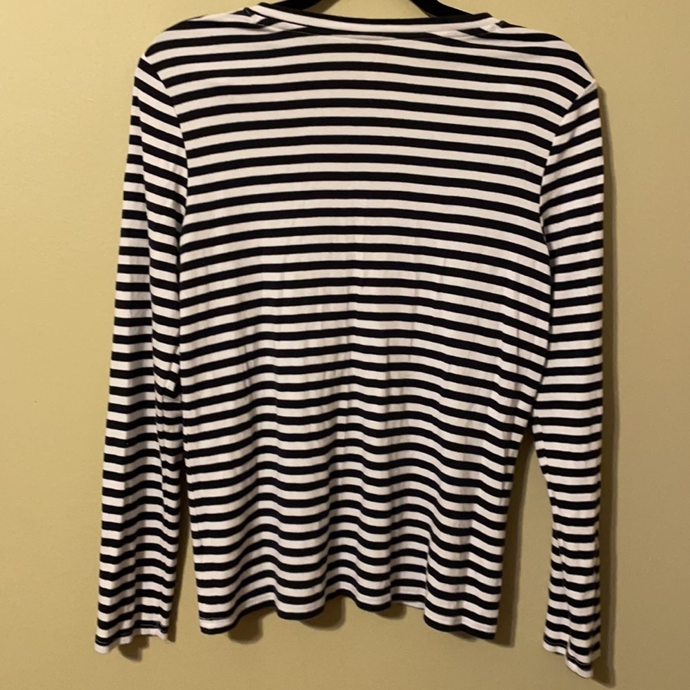 Eddie Bauer, black and white striped top, Size Large - Picture 5 of 5